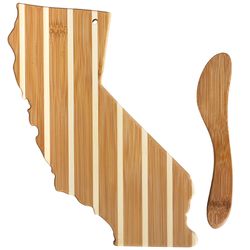 Totally Bamboo 9 in. L X 11 in. W X 1 in. Bamboo Striped California Cutting Board with Spreader