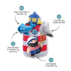 Pet Shop by Fringe Studio For Dog Assorted Plush Ships Ahoy Dog Toy 1 pk