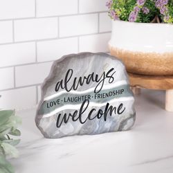 P Graham Dunn 6 in. H X 7 in. L Gray MDF Always Welcome Tabletop Sign