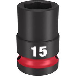 Milwaukee Shockwave 15 mm X 1/2 in. drive Metric/SAE 6 Point Standard Impact Socket 1 pc