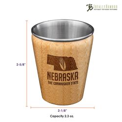 Totally Bamboo 2 oz Brown/Silver Stainless Steel/Wood Nebraska Shot Glass