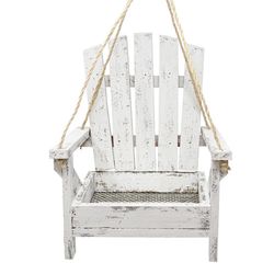 Backyard Essentials Wood Adirondack Chair Hanging Tray Bird Feeder