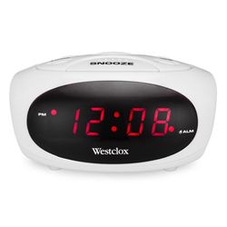 Westclox White Alarm Clock Digital Plug-In