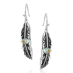 Montana Silversmiths Women's Windsong Feather TQ Earrings