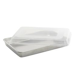 Nordic Ware Naturals 13 in. W X 18 in. L Cake Pan w/Lid Silver/White 2 pc