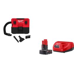 Milwaukee M12 FUEL 1.6 Gal Wet/Dry Vac with 4Ah Battery and Charger