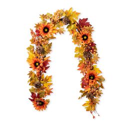 Glitzhome 72 in. Sunflower, Maple Leaf and Berry Garland