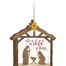 P. Graham Dunn Multicolored For Unto Us a Child is Born Ornament 3.125 in.