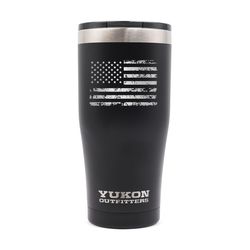 Yukon Outfitters 20 fl. oz. Black Distressed USA Flag BPA Free Double Wall Tumbler