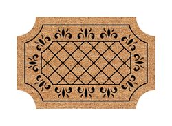 DeCoir 36 in. W X 24 in. L Tan/Black Scalloped Fleur De Lis Door Mat