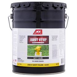 Ace Rust Stop Indoor and Outdoor Gloss Safety Yellow Oil-Based Enamel Rust Prevention Paint 5 gal