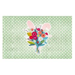 Modern Mat 20 in. drive W X 32 in. L Multi-Color Bouquet Bunny Polyester Door Mat