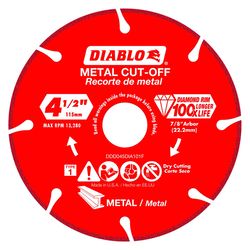 Diablo 4-1/2 in. D X 7/8 in. X 0.039 in. thick Diamond Metal Cut-Off Wheel
