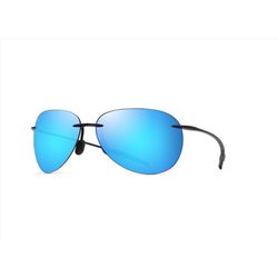 Maui Jim Sugar Beach Sunglasses Unisex Shiny Black Frame Blue Hawaii Lens Polarized