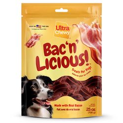 Ultra Chewy Bac-N-Licious Bacon Treats For Dogs 25 oz 1 pk