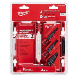 Milwaukee 1/8 to 7/8 in. High Speed Steel Step Drill Bit Set 3-Flat Shank 3 pc