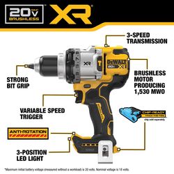 DEWALT 20V MAX XR 1/2 in. Brushless Cordless Hammer Drill Tool Only
