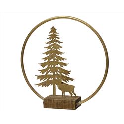 Decoris Tree with Deer Table Decor 11 in.