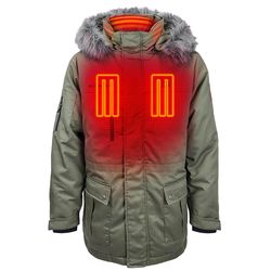 ActionHeat XXXL Long Sleeve Men's Hooded Heated Jacket with Charger/Power Source Only Olive