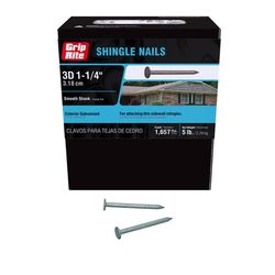 Grip-Rite 3D 1-1/4 in. Roofing Hot-Dipped Galvanized Steel Nail Flat Head 5 lb