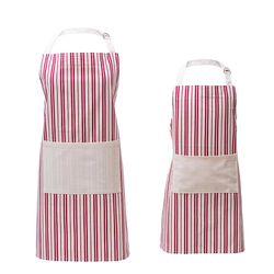 Handstand Kitchen 1 pocket Red and White Cotton Classic Striped Apron Set