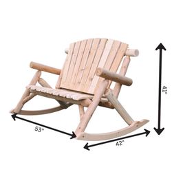 Lakeland Mills Contoured Comfort Cedar Wood Frame Rustic Northwoods Rocking Loveseat