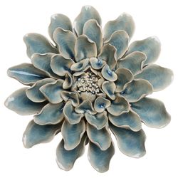 Chive English Garden 2.6 in. H X 6.3 in. L Glazed Teal Ceramic Dinner Plate Dahlia Wall Flower