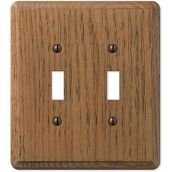 Amerelle Contemporary Medium Brown 2 gang Oak Wood Toggle Wall Plate 1 pk