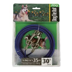 PDQ Blue / Silver Vinyl Coated Cable Dog Tie Out Medium