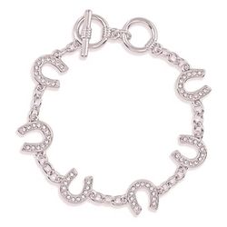 Montana Silversmiths Women's Crystal Horseshoe Silver Bracelet Water Resistant