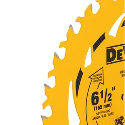 DEWALT 6-1/2 in. D X 5/8 in. Tungsten Carbide Tipped Circular Saw Blade 24 teeth 1 pk