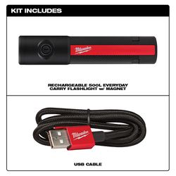 Milwaukee 500 lm Black/Red LED Rechargeable Rechargeable Flashlight