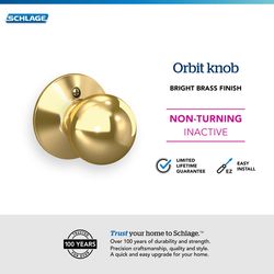 Schlage F Series Orbit Bright Brass Dummy Knob