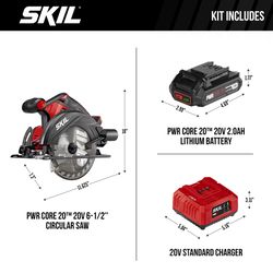 SKIL 20V 6-1/2 in. Cordless Brushed Circular Saw Kit (Battery & Charger)