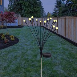 Alpine Black/Silver Metal/Plastic 27 in. H Firefly Solar Garden Stake
