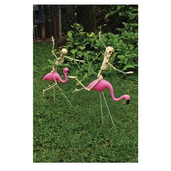 Fun World Flamingo Racer with Skeleton Halloween Decor