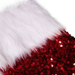 Glitzhome Red/White Sequin Christmas Stocking 0.59 in.