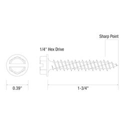 Grip-Rite 3/16 in. wire X 1-3/4 in. L Slotted Hex Washer Head Coarse Concrete Screws