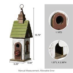 Glitzhome 15.75 in. H X 6 in. W X 5.25 in. L Wood Bird House