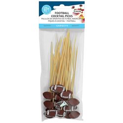 R&M International Corp Brown Wood Footballs Cocktail Picks