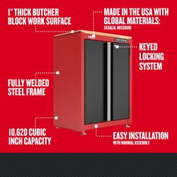 CRAFTSMAN 42 in. H X 26.5 in. W X 22.75 in. D Black/Red Steel 2-Door Cabinet