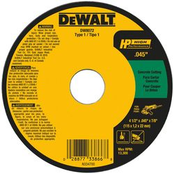 DeWalt 4-1/2 in. D X 7/8 in. X 0.045 in. thick Silicon Carbide Cut-Off Wheel 1 pc