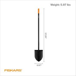 Fiskars 57.5 in. Steel Digging Shovel Steel Handle