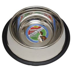 HiLo Silver Non-Skid Stainless Steel 16 oz Pet Dish For Dogs
