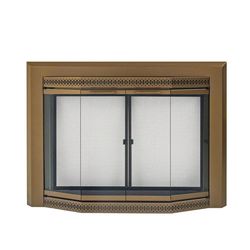 Pleasant Hearth Gavin Bay Brass Steel Fireplace Screen with Doors