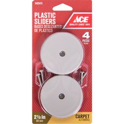 Ace White 2-1/2 in. Screw-On Plastic Sliders 4 pk