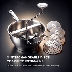 Harold Import 64 oz Silver Stainless Steel Food Mill