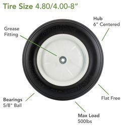 Marathon 8 in. D X 15.5 in. D 500 lb. cap. Centered Wheelbarrow Tire Polyurethane 1 pk