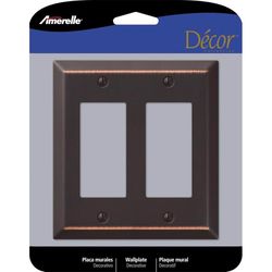 Amerelle Century Aged Bronze 2 gang Stamped Steel Decorator Wall Plate 1 pk