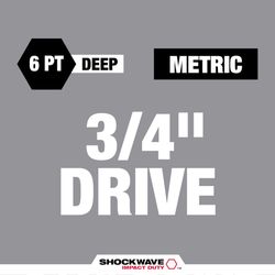 Milwaukee Shockwave 3/4 in. drive Metric 6 Point Impact Rated Deep Socket Set 8 pc